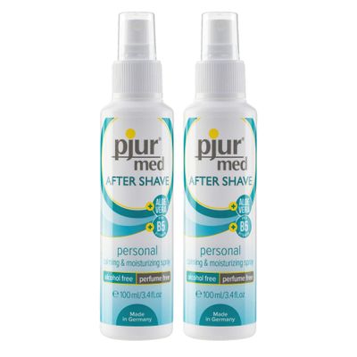 pjur med After Shave Spray - Care Spray for Men and Women - with Aloe Vera for Gentle Skin Care - Effective Against Shaving Burn - 100 ml (Pack of 2)
