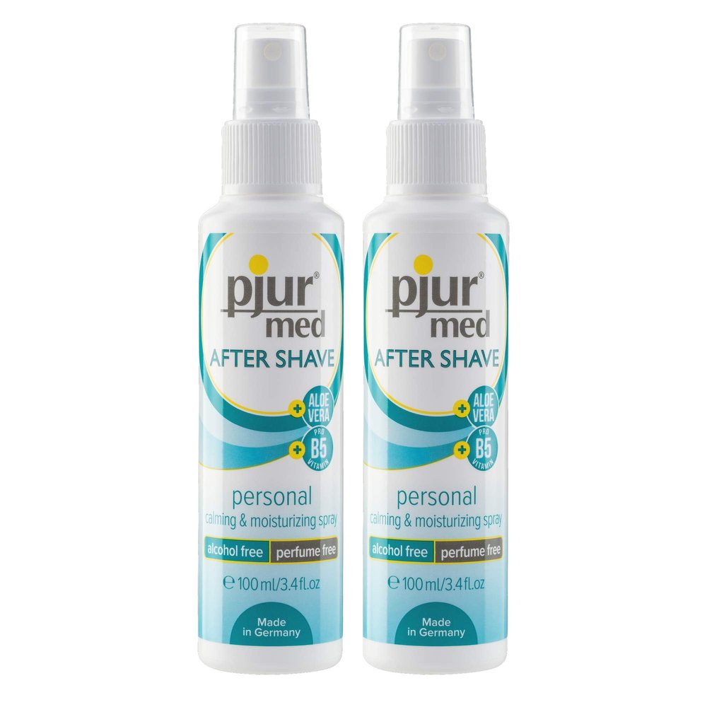 pjur med After Shave Spray - Care Spray for Men and Women - with Aloe Vera for Gentle Skin Care - Effective Against Shaving Burn - 100 ml (Pack of 2)