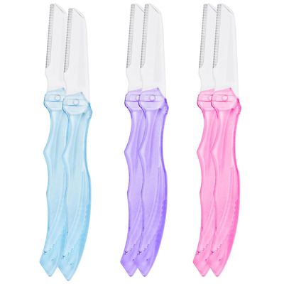 6 Pcs Eyebrow Shaper for Women Foldable Facial Hair Remover and Trimmer Exfoliating Dermaplaning Tool Razors for Women and Men