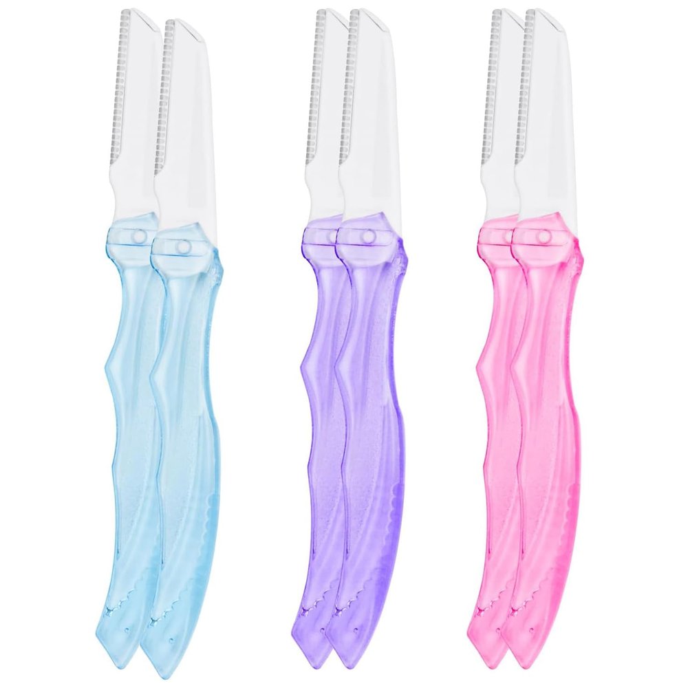 6 Pcs Eyebrow Shaper for Women Foldable Facial Hair Remover and Trimmer Exfoliating Dermaplaning Tool Razors for Women and Men