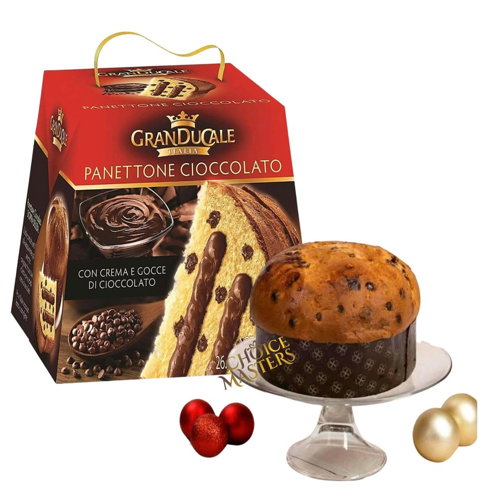 Italian Panettone | Panettone With Double Delight Chocolate With Chocolate Cream & Chip Pieces | Made With Butter | Traditional Recipe Chocolate Christmas Cake | Suitable For Vegetarians | 750 g