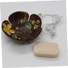 3pcs Coconut Shell Soap Tray Soap Case Soap Dish Leaf Storage Box Modeling Wooden view 2