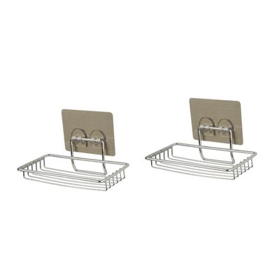 Cabilock 2pcs Wall Mounted Soap Holder Stainless Steel Soap Shelf Stainless Steel Soap Basket Soap Tray Sucker No Trace Stickers