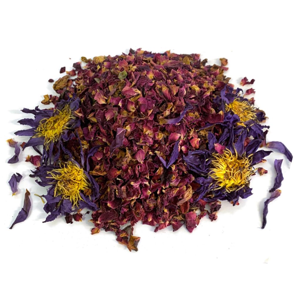 MQH Wholefoods Lotus Flowers Tea Herbal Pre Mix Mixed Blends Premium Quality! AVAILABLE IN 15+ BLENDS (Rose Petals & Lotus Tea Mix, 25g)