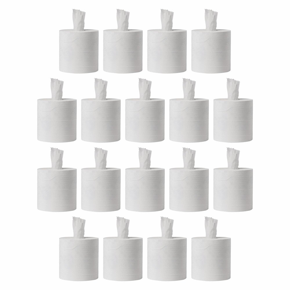 27 Rolls - Jumbo Kitchen Rolls, 2 PLY Centrefeed Kitchen Towels, Embossed White Hand Napkins, 34GSM Kitchen Towel, Wiping Napkin Roll, Tissue Paper Kitchen Roll Bulk Buy (525 Sheets/Pulls Each)