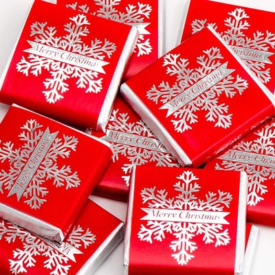 Italian Options Snowflake Merry Christmas Chocolate Neapolitans Red and Silver (75 Chocolates)