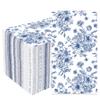 100 Pack Blue Floral Guest Napkins Disposable Flower Paper 3 Ply Decorative Hand Towels Dinner for Bridal Shower Baby Wedding Birthday Party Supplies, Blue and White view 1