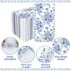 100 Pack Blue Floral Guest Napkins Disposable Flower Paper 3 Ply Decorative Hand Towels Dinner for Bridal Shower Baby Wedding Birthday Party Supplies, Blue and White view 3