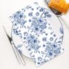 100 Pack Blue Floral Guest Napkins Disposable Flower Paper 3 Ply Decorative Hand Towels Dinner for Bridal Shower Baby Wedding Birthday Party Supplies, Blue and White view 4