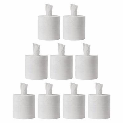Pack of 9 - Kitchen Rolls, 2 PLY Centrefeed Kitchen Towel, Embossed White Hand Napkins, 34GSM Kitchen Towel Paper, Wiping Napkin Rolls, Strong & Durable Kitchen Roll (525 Sheets Roll)
