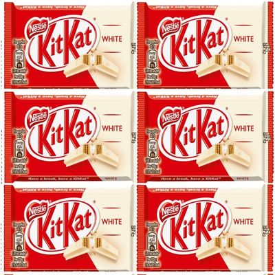 Kit Kat White Chocolate Bar 41,5g (6 x Shareable 4-Finger Snack Bars): Creamy and Crispy Delight - Delicious Tasty And Twisty Treat Gift Hamper For Easter, Birthday, Christmas Sold by Swiss+
