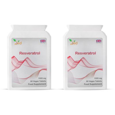 Ved Anti-Aging, Heart Health, Immunity Support | Antioxidant Supplement | Resveratrol Tablets | 1000 mg x 90 Tablets ((Pack of 2)