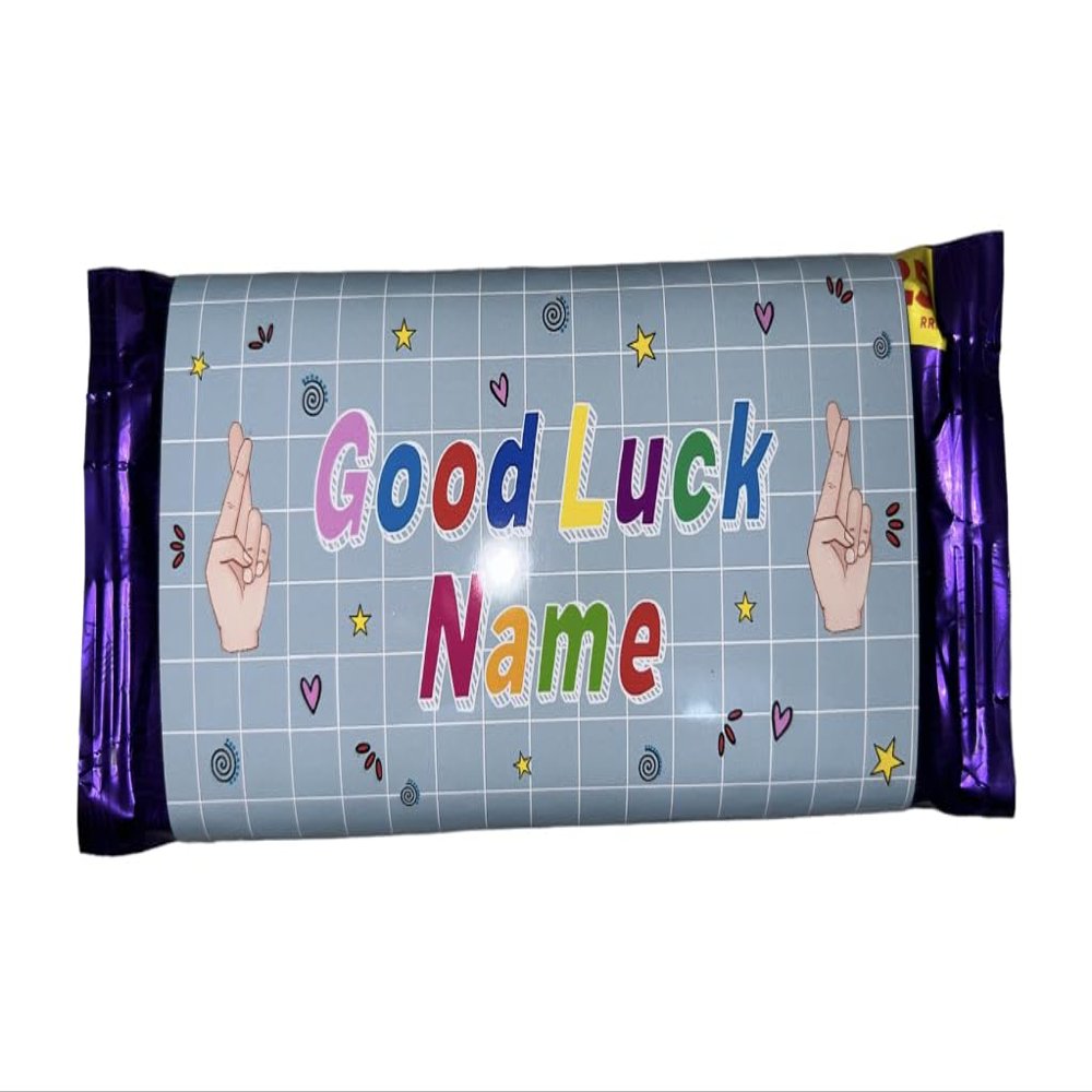 Personalised Good Luck Chocolate Bar - hearts