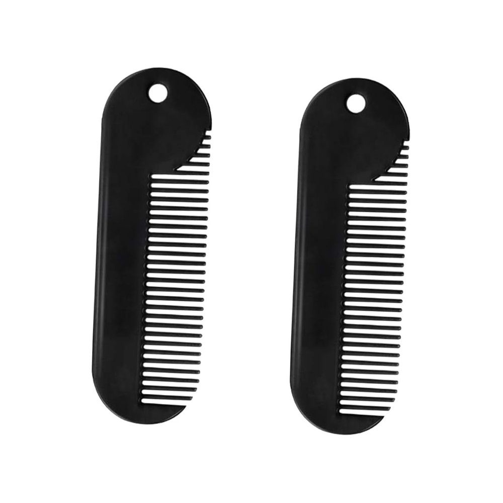 minkissy 2pcs Zinc Alloy Beard Comb Portable Hair Styling Tool for Men Grooming Accessory for Beard Hair for Travel and Everyday Use Black