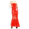 ASNAT Natural latexSleeveless Red Sexy Long Fishtail Latex Dress Rubber Bodycon Playsuit Frills at Bottom,Purple,XL view 2