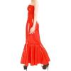 ASNAT Natural latexSleeveless Red Sexy Long Fishtail Latex Dress Rubber Bodycon Playsuit Frills at Bottom,Purple,XL view 3
