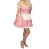 ASNAT Natural latexBaby Pink and White Maid Latex Dress with Lacing Short Sleeves Zipper Back Rubber Uniform Playsuit Bodycon,Blue with White,XXL view 1