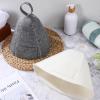 Beavorty Felt Sauna Hats 2pcs Thick Lightweight Sauna Caps for Men and Women Steam Room Accessories Water Absorbent Hair Dry Bath Hats Grey White view 4