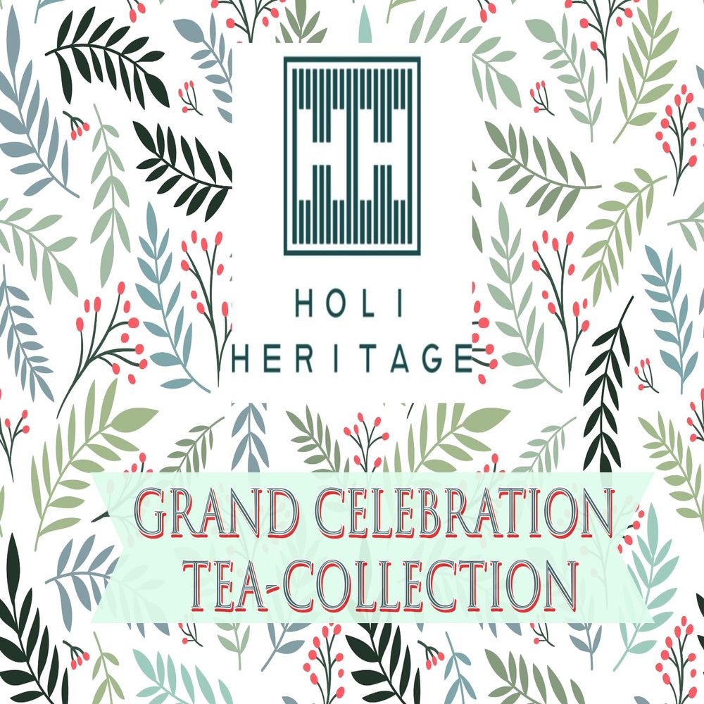 Holi Heritage Premium Loose Leaf Classic Tea Collection Gift Hamper for Special Festive season Birthdays Anniversary Mothers day Fathers day | 4 Flavours | 16 servings (Grand Celebration, Regular)