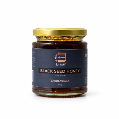 Honoor Qaseem Black Seed Honey 200g (Not Infused) | Extremely Premium Rare Grade A++ Unpasteurised Raw Black Seed Honey Natural Unfiltered Unheated Pure Luxury Honey in a Glass Jar (Pack of 1)