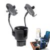 Double Car Cup Holder Phone Mount | Drink Holder Phone Stand with Flexible Neck,360-Degree Rotatable Phone Mount, Car Interior Holder for Pop Cans, Mobile Phones, Coffee Zorq