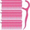 Baderke 200 Count Dental Floss Picks Bulk Non Breakable Dental Floss Flossers for Adults Tooth Picks Flossers Teeth Cleaning Dental Floss Flossers for Family Pack Travel (Hot Pink)