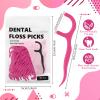 Baderke 200 Count Dental Floss Picks Bulk Non Breakable Dental Floss Flossers for Adults Tooth Picks Flossers Teeth Cleaning Dental Floss Flossers for Family Pack Travel (Hot Pink) view 2