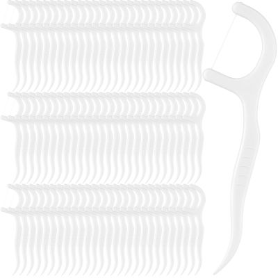 Baderke 200 Count Dental Floss Picks Bulk Non Breakable Dental Floss Flossers for Adults Tooth Picks Flossers Teeth Cleaning Dental Floss Flossers for Family Pack Travel (White)