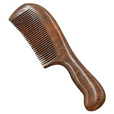 Karriter Sandalwood Wide Tooth Comb Curly Hair Portable Coarse Tooth Wooden Comb Hair Massage Tool Fine