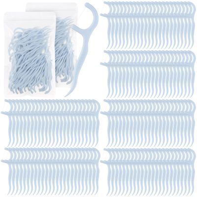 Baderke 600 Count Dental Floss Picks Bulk Non Breakable Dental Floss Flossers for Adults Tooth Picks Flossers Teeth Cleaning Dental Floss Flossers for Family Pack Travel (Light Blue)