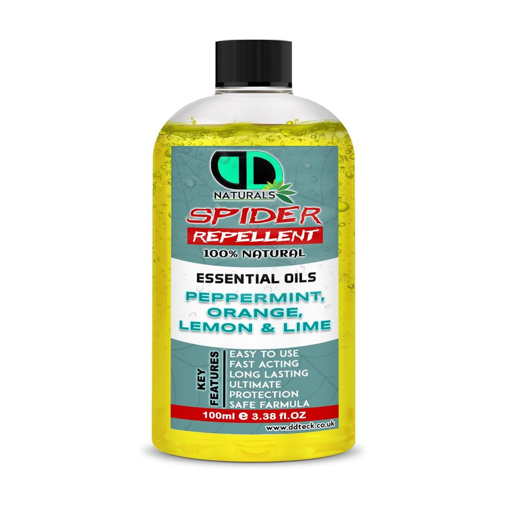 DD Teck Spider Repellent with Peppermint, Lemon, Lime & Ornge Essential Oil - Body Oil Deet Free (100ml Cap)