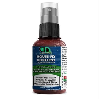 DD Teck Professional Strength House Fly Insect Repellent | Natural Essential Oil Pest Control for Flying & Crawling Insects | Targets Flies, Ants, Spiders, Wasps & Mosquitoes | Non-Toxic (10ml Spray)