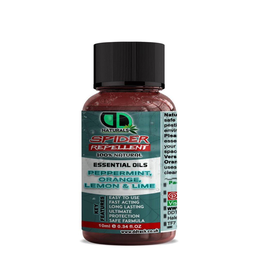 DD Teck Spider Repellent with Peppermint, Lemon, Lime & Ornge Essential Oil - Body Oil Deet Free (10ml Cap)