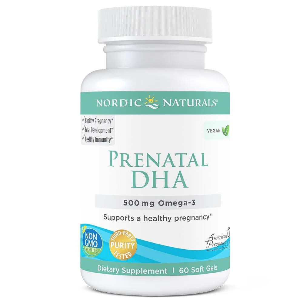Nordic Naturals, Vegan Prenatal DHA, 500mg DHA from Algae Oil, 60 Vegan Softgels, Lab-Tested, Vegetarian, Soy-Free, Gluten-Free, Non-GMO