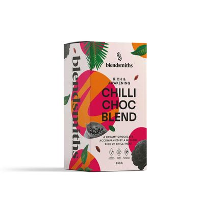 BLENDSMITHS | Chilli Chocolate Blend | Speciality Drinking Chocolate | Chilli Spiced Hot Chocolate Powder | 250g Box - 13 servings