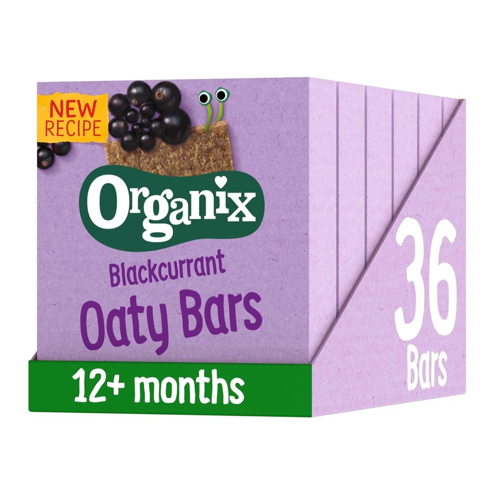 Organix Blackcurrant Organic Soft Oaty Snack Bars Multipack, Toddler Snack, No Added Sugar, 6 x 23 g Bars Per Box (6 Boxes Total)