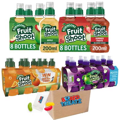 Fruit Shoot Kids Juice, Apple + Orange + Summer Fruits + Apple & Blackcurrant (32X200ml) Boxed Treatz