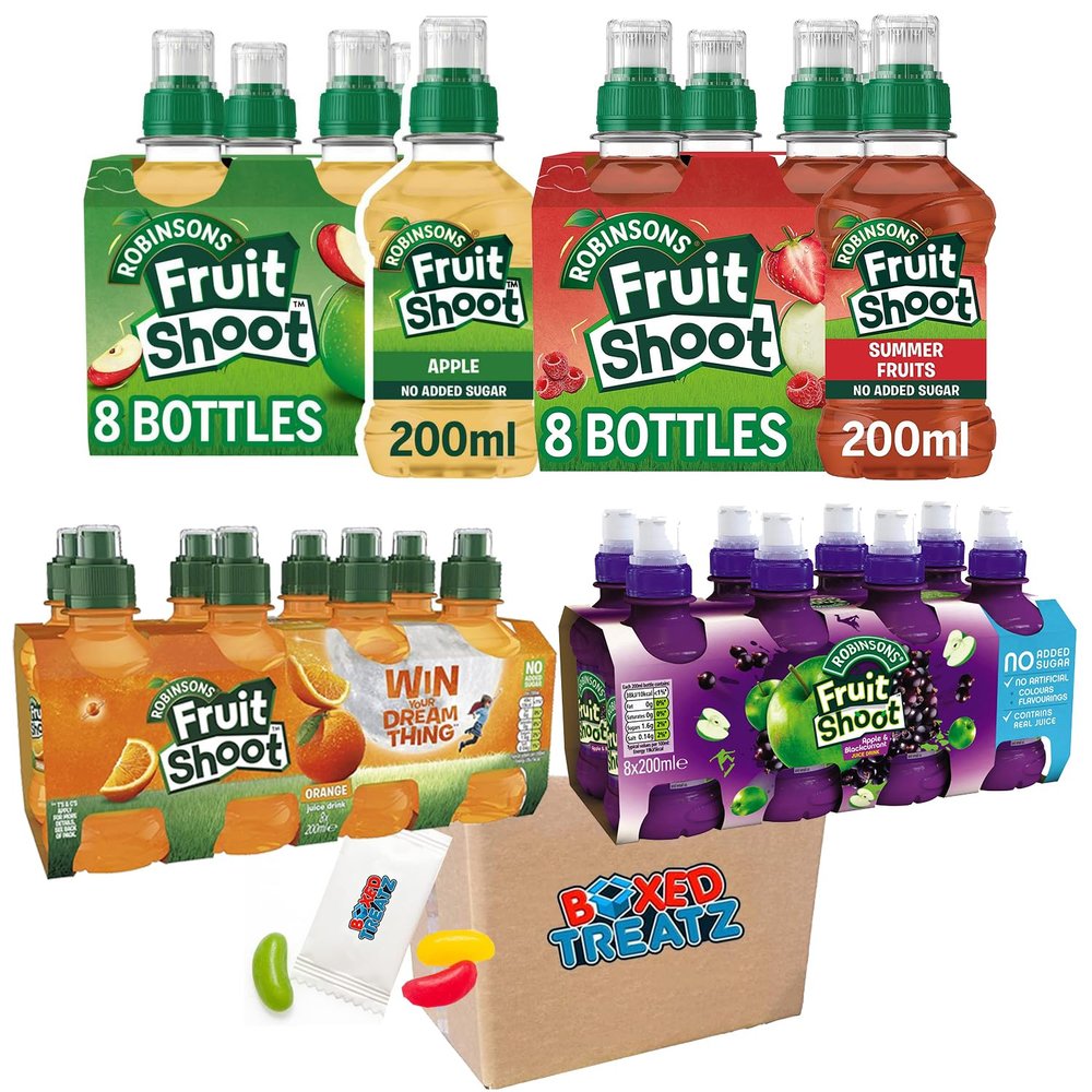 Fruit Shoot Kids Juice, Apple + Orange + Summer Fruits + Apple & Blackcurrant (32X200ml) Boxed Treatz