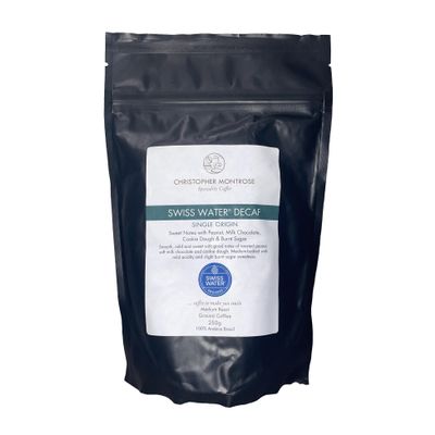 Christopher Montrose Coffee | Single Origin Swiss Water Decaf | Medium Roast Ground Coffee 250g