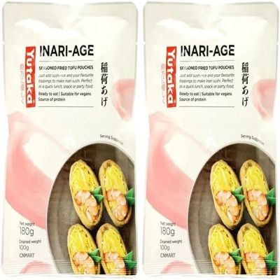 Yutaka Inari Sushi Pockets Seasoned Fried Tofu Pouches Soybean Curd 10 Pieces 180g (Pack of 2)