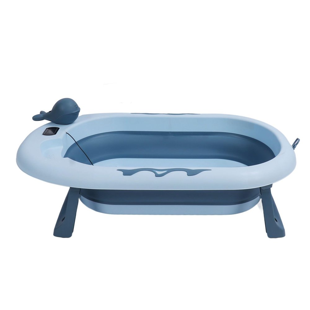 Folding Baby Temperature Sensing Bathtub for Dolphin Newborn Household Tub Temperature Realtime Temperature Bathtub Big Pail for Infant Steel Mop Handle Buckets (#4)