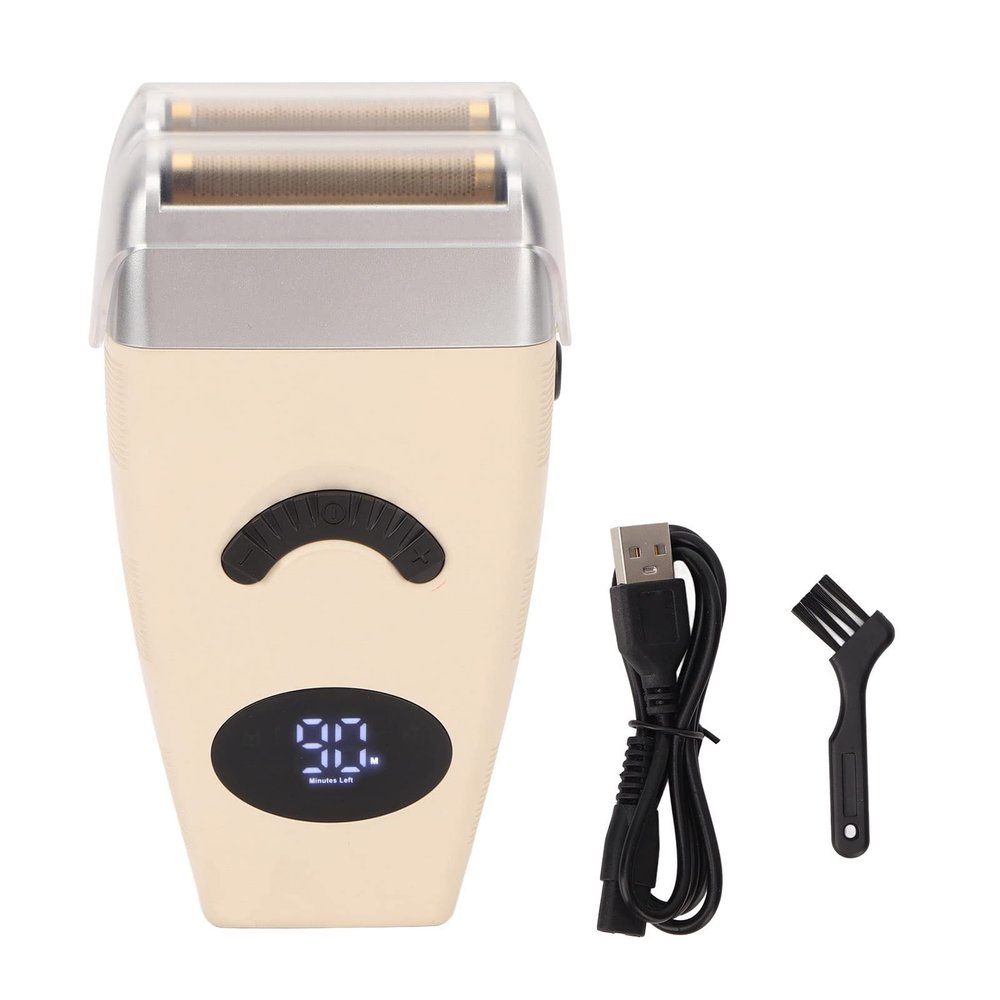 Double Edge Beard Trimmer with Rechargeable USB Removable Flexible Waterproof Wet and Dry Electric Hair Trimmer for Men Mustache Face Trimmer Metal