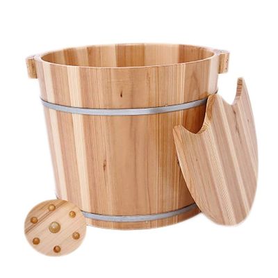 SilteD Bucket For Foot Bath,Sauna Accessories Sauna Bucket Water Bucket,Handmade Wooden Footbath Tubs,Foot Relaxing Barrel (Color : B) Present