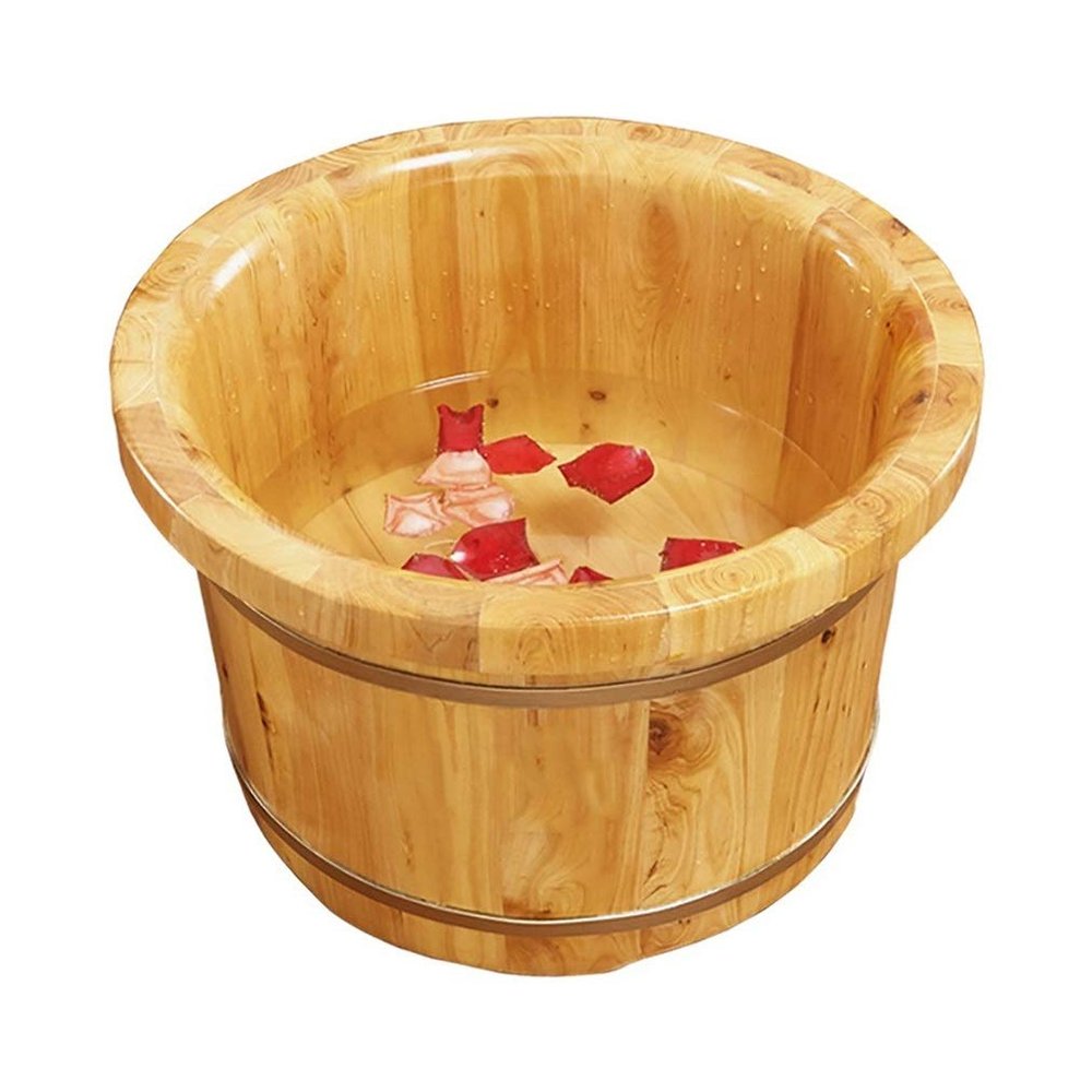 SilteD Bucket For Foot Bath,Sauna Accessories Sauna Bucket Water Bucket,Handmade Wooden Footbath Tubs,Foot Relaxing Barrel Present