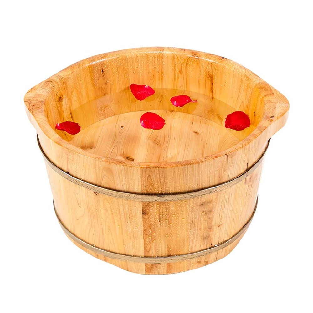 SilteD Sauna Wooden Bucket,Spa, Sauna,Soak,Handmade Massage Bucket Foot Bath,Foot Spa Wash Bucket Feet Bath Basin Tub Present