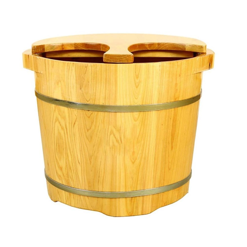 SilteD Bucket For Foot Bath,Sauna Accessories Sauna Bucket Water Bucket,Handmade Wooden Footbath Tubs,Foot Relaxing Barrel Present