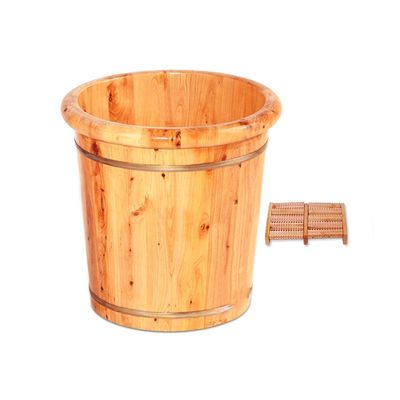 SilteD Bucket For Foot Bath,Sauna Accessories Sauna Bucket Water Bucket,Handmade Wooden Footbath Tubs,Foot Relaxing Barrel (Color : B) Present