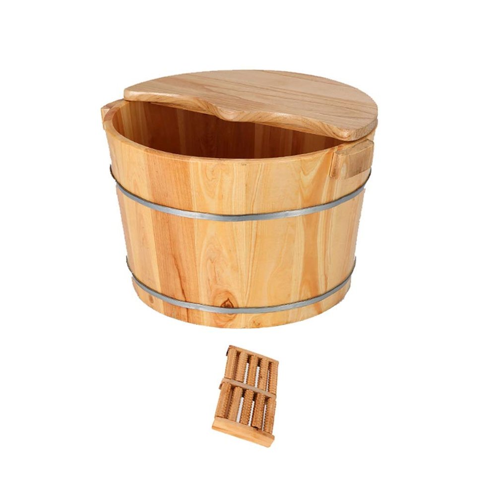 SilteD Bucket For Foot Bath,Sauna Accessories Sauna Bucket Water Bucket,Handmade Wooden Footbath Tubs,Foot Relaxing Barrel (Color : C) Present