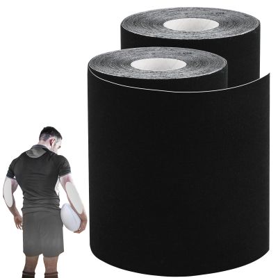 2 Rolls Kinesiology Tape, Muscle Support Tape Extra Wide Waterproof Turf Tape for Arms Football Ultra Sticky Athletic Sports Tape Wrap for Exercises Gymnastics to Prevent Turf Burn (Black White)