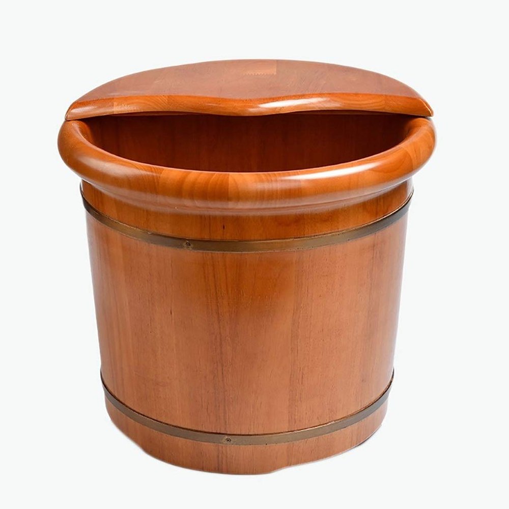SilteD Bucket For Foot Bath,Sauna Accessories Sauna Bucket Water Bucket,Handmade Wooden Footbath Tubs,Foot Relaxing Barrel Present